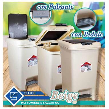 FATIGATI PATTUMIERA CON PEDALE 20 LT BEIGE