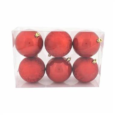 PALLINE NATALE ROSSO 8 CM 6 PEZZI 